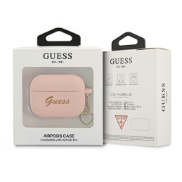Guess Silicone Charm Heart Collection dėklas, skirtas AirPods Pro – rožinis