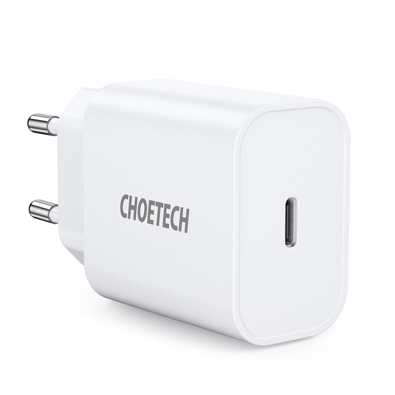 Choetech USB Type C PD 20W sieninis įkroviklis baltas (Q5004 V4)