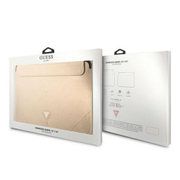Guess Saffiano Triangle Logo dėklas 14" nešiojamam kompiuteriui - smėlio spalvos
