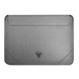 Guess Saffiano Triangle Logo dėklas 14" nešiojamam kompiuteriui – sidabrinis