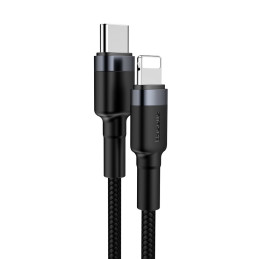Baseus CATLKLF-G1 Lightning – USB-C PD QC laidas 18W 480Mb/ s 1m – juoda ir pilka