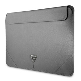 Guess Saffiano Triangle Logo dėklas 14" nešiojamam kompiuteriui – sidabrinis