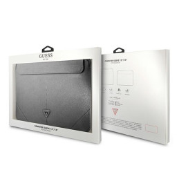Guess Saffiano Triangle Logo dėklas 14" nešiojamam kompiuteriui – sidabrinis