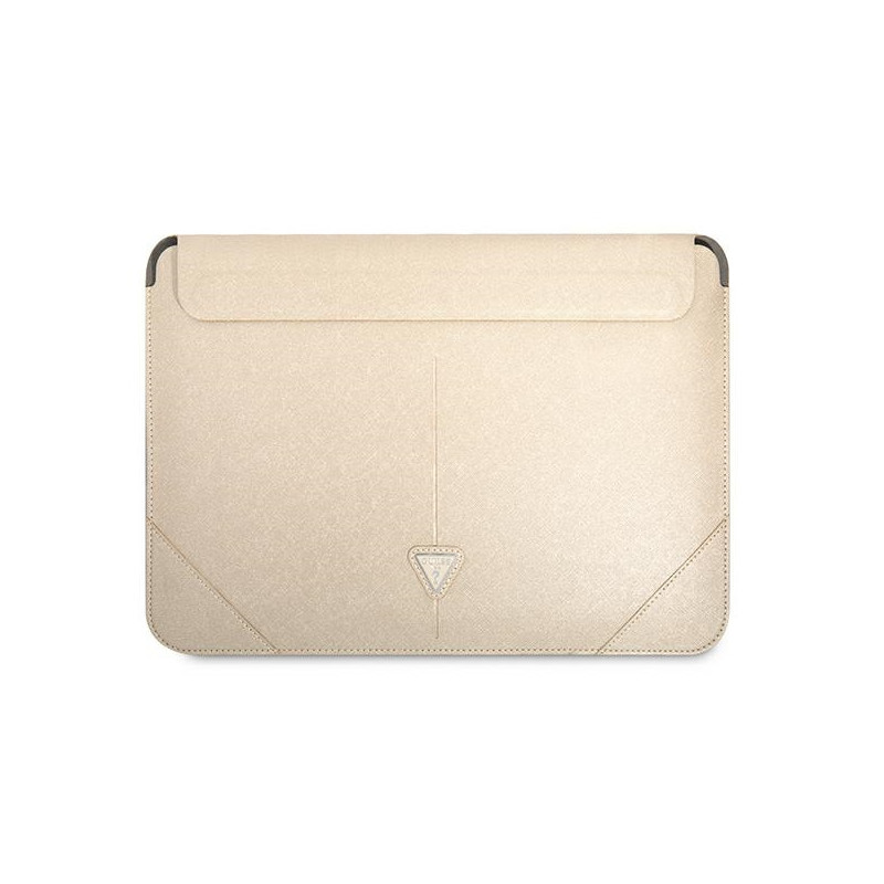 Guess Saffiano Triangle Logo dėklas 16" nešiojamam kompiuteriui - smėlio spalvos