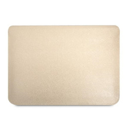 Guess Saffiano Triangle Logo dėklas 16" nešiojamam kompiuteriui - smėlio spalvos
