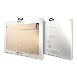 Guess Saffiano Triangle Logo dėklas 16" nešiojamam kompiuteriui - smėlio spalvos