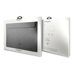 Guess Saffiano Triangle Logo dėklas 16" nešiojamam kompiuteriui – sidabrinis
