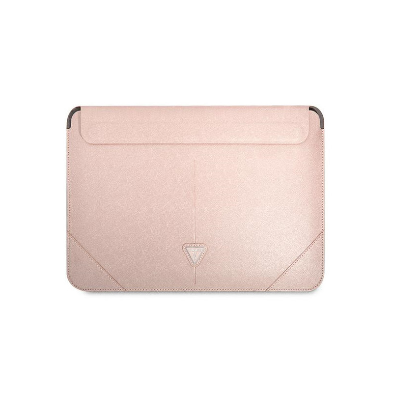 Guess Saffiano Triangle Logo dėklas 16" nešiojamam kompiuteriui – rožinis