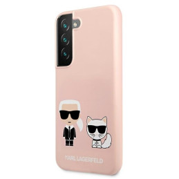 Karl Lagerfeld Silicone Ikonik Karl&Choupette dėklas, skirtas Samsung Galaxy S22+ - šviesiai rožinis