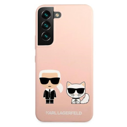 Karl Lagerfeld Silicone Ikonik Karl&Choupette dėklas, skirtas Samsung Galaxy S22+ - šviesiai rožinis