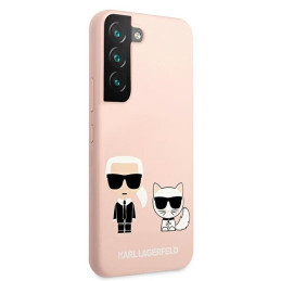 Karl Lagerfeld Silicone Ikonik Karl&Choupette dėklas, skirtas Samsung Galaxy S22+ - šviesiai rožinis
