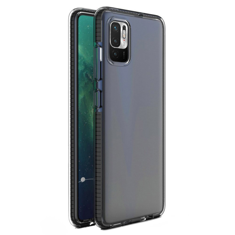„Spring Case Cover“ gelio dėklas su spalvingu rėmeliu, skirtas „Xiaomi Redmi Note 10 5G“ / „Poco M3 Pro Black“