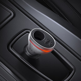Ugreen automobilinis įkroviklis USB Type C / USB QC PD 24W su 12V automobilinio cigarečių degiklio lizdu sidabrinis (CD2...