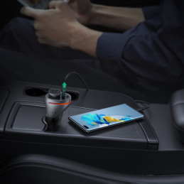 Ugreen automobilinis įkroviklis USB Type C / USB QC PD 24W su 12V automobilinio cigarečių degiklio lizdu sidabrinis (CD2...