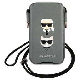 Karl Lagerfeld Saffiano Ikonik Karl&Choupette Head 6.1& 39 & 39 rankinė - pilka