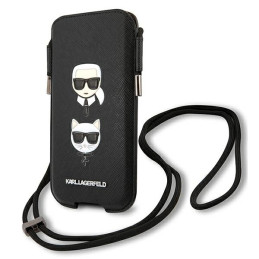 Karl Lagerfeld Saffiano Ikonik Karl&Choupette Head 6.1& 39 & 39 rankinė - juoda
