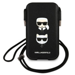 Karl Lagerfeld Saffiano Ikonik Karl&Choupette Head 6.1& 39 & 39 rankinė - juoda
