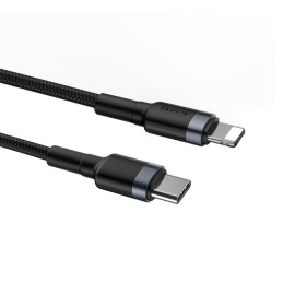 Baseus CATLKLF-G1 Lightning – USB-C PD QC laidas 18W 480Mb/ s 1m – juoda ir pilka