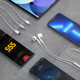 Dudao į ausis įdedamos ausinės su C tipo USB jungtimi baltos spalvos (X14PROT)