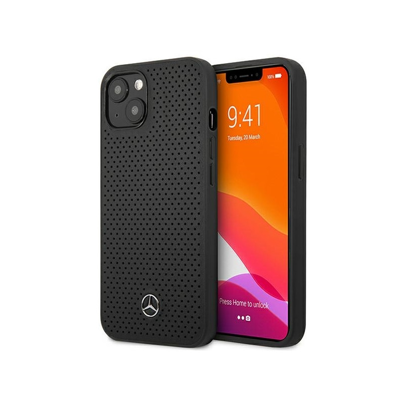 Mercedes odinis perforuotas dėklas iPhone 13 - juodas
