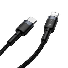 Baseus CATLKLF-G1 Lightning – USB-C PD QC laidas 18W 480Mb/ s 1m – juoda ir pilka