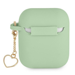 Guess Silicone Charm Heart Collection dėklas, skirtas AirPods 1/ 2 – žalias