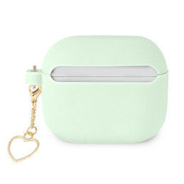 Guess Silicone Charm Heart Collection dėklas, skirtas AirPods 3 – žalias