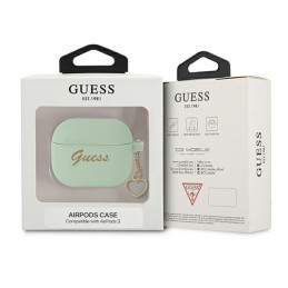 Guess Silicone Charm Heart Collection dėklas, skirtas AirPods 3 – žalias