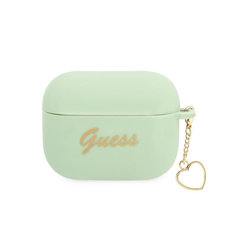 Guess Silicone Charm Heart Collection dėklas, skirtas AirPods Pro – žalias