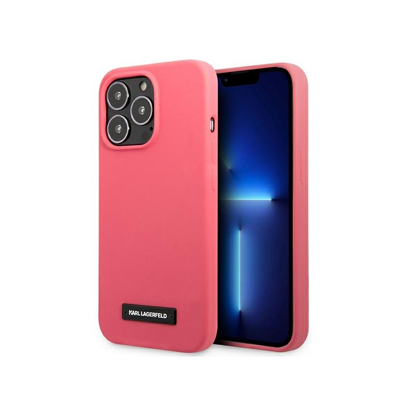 Karl Lagerfeld Silicone Plaque dėklas, skirtas iPhone 13 Pro / iPhone 13 - fuksija