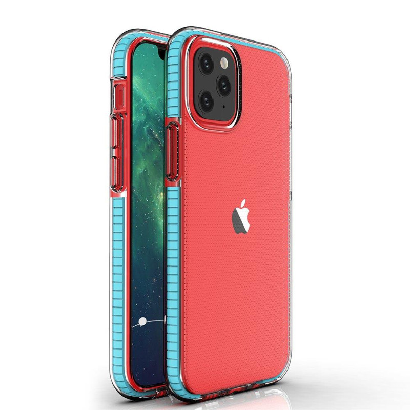 Spring Case, gelinis dėklas su spalvingu rėmeliu iPhone 13 mini, šviesiai mėlynas