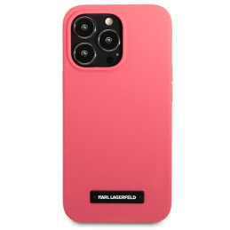 Karl Lagerfeld Silicone Plaque dėklas, skirtas iPhone 13 Pro / iPhone 13 - fuksija