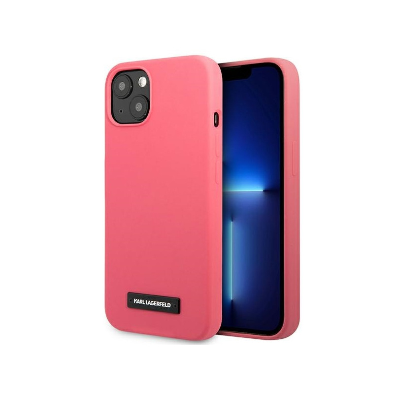 Karl Lagerfeld Silicone Plaque dėklas iPhone 13 mini - fuksija