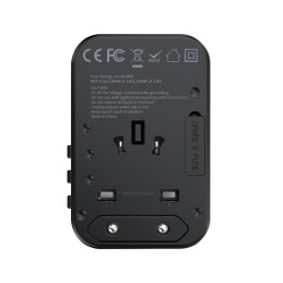 Choetech PD5009-BK GaN EU / JAV / JK / AU 2x USB-C USB-A 65 W PD kelioninis adapteris - juodas