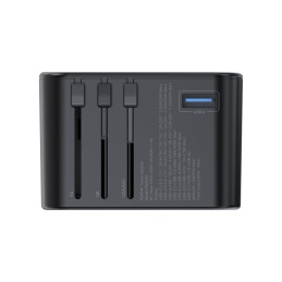 Choetech PD5009-BK GaN EU / JAV / JK / AU 2x USB-C USB-A 65 W PD kelioninis adapteris - juodas