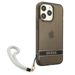 Guess Translucent Strap dėklas, skirtas iPhone 13 Pro / iPhone 13 - juodas