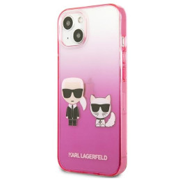Karl Lagerfeld Gradient Ikonik Karl&Choupette dėklas iPhone 13 mini - rožinis