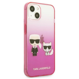Karl Lagerfeld Gradient Ikonik Karl&Choupette dėklas iPhone 13 mini - rožinis