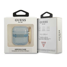 Guess Strap Collection dėklas, skirtas AirPods 1/ 2 – mėlynas