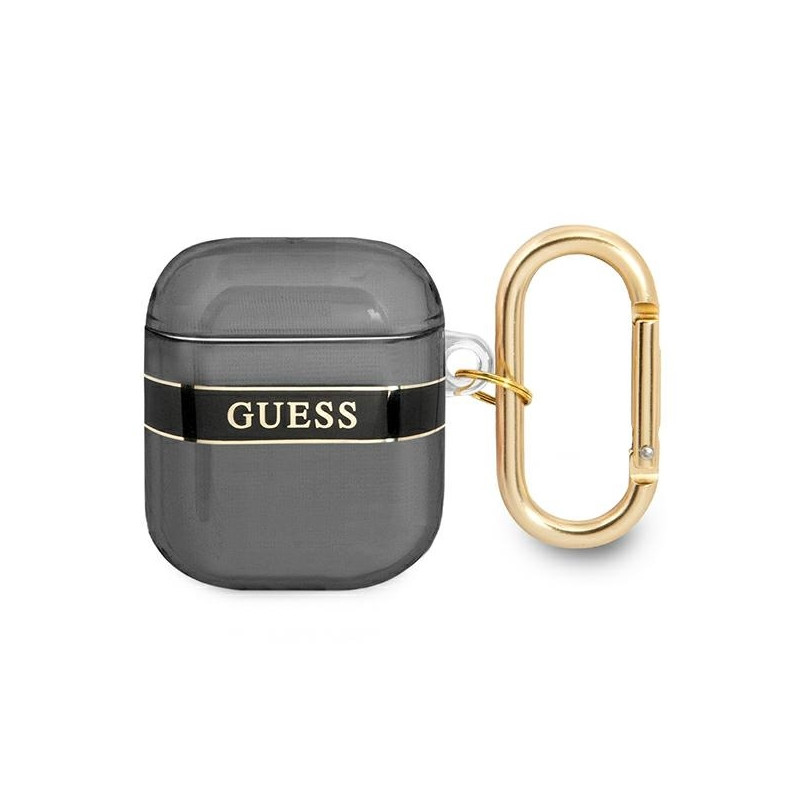 Guess Strap Collection dėklas, skirtas AirPods 1/ 2 – juodas