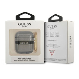 Guess Strap Collection dėklas, skirtas AirPods 1/ 2 – juodas