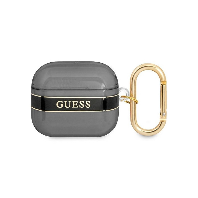 Guess Strap Collection dėklas, skirtas AirPods 3 dangteliui – juodas