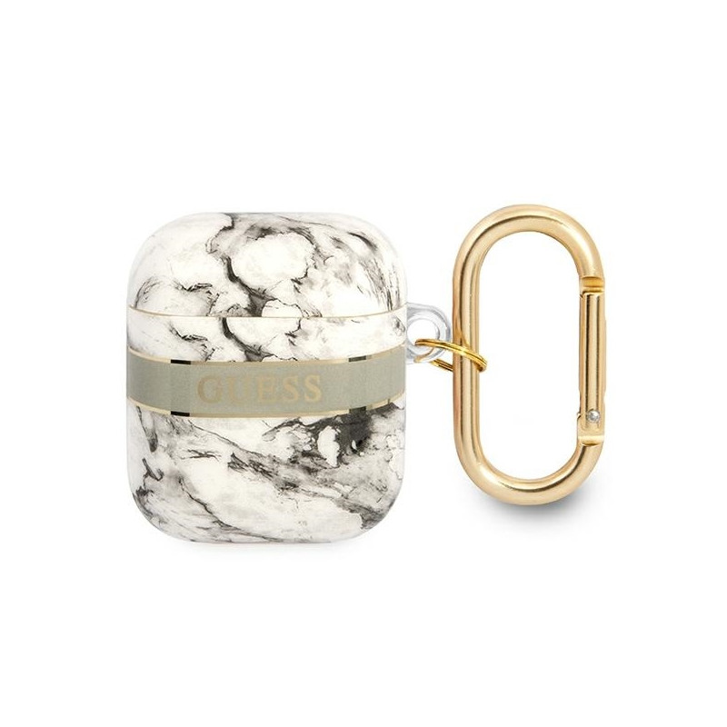 Guess Marble Strap Collection dėklas, skirtas AirPods 1/ 2 – pilkas