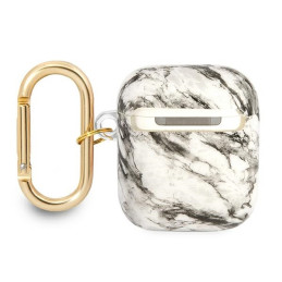 Guess Marble Strap Collection dėklas, skirtas AirPods 1/ 2 – pilkas
