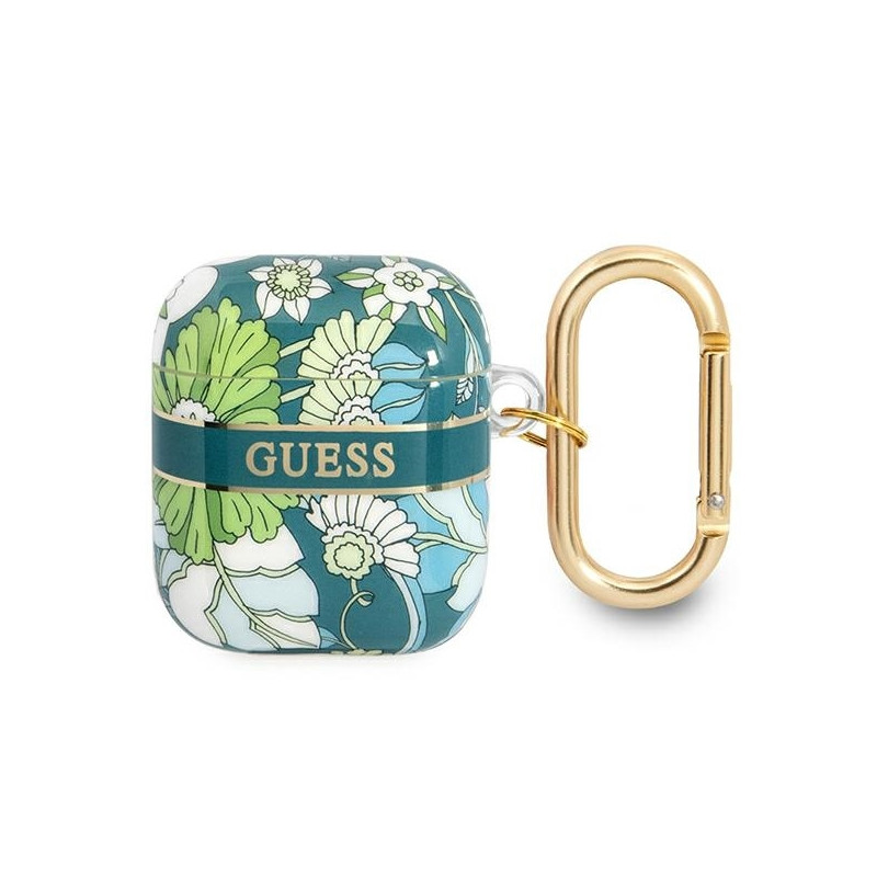 Guess Flower Strap Collection dėklas, skirtas AirPods 1/ 2 – žalias
