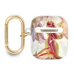 Guess Flower Strap Collection dėklas, skirtas AirPods 1/ 2 – violetinis