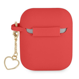 Guess Silicone Charm Heart Collection dėklas, skirtas AirPods 1/ 2 – raudonas