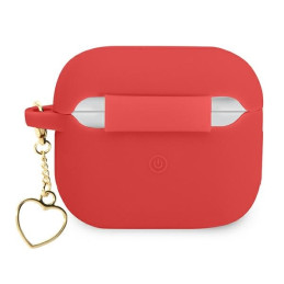Guess Silicone Charm Heart Collection dėklas, skirtas AirPods 3 dangteliui – raudonas