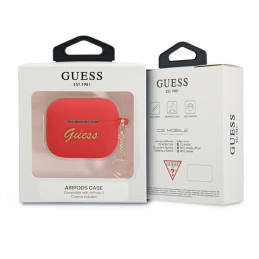 Guess Silicone Charm Heart Collection dėklas, skirtas AirPods 3 dangteliui – raudonas