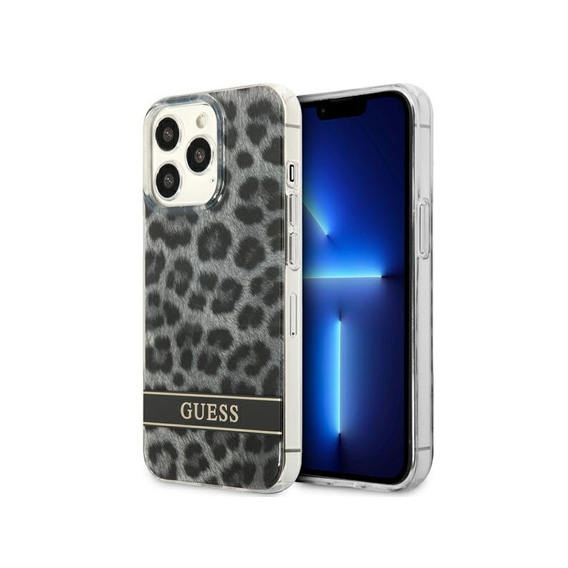 Guess Leopard dėklas, skirtas iPhone 13 Pro / iPhone 13 - pilkas